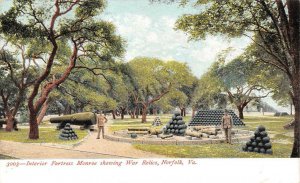 NORFOLK, VA Virginia  FORTRESS MONROE War Relics CANNONS & BALLS c1900s Postcard