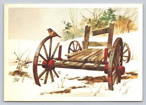 Bird Sitting on Broken Down Wagon 4x6 VINTAGE Postcard 1736