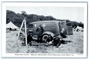 c1920 Simulated Injury Medical Department Field Exercises Camp Grant IL Postcard 