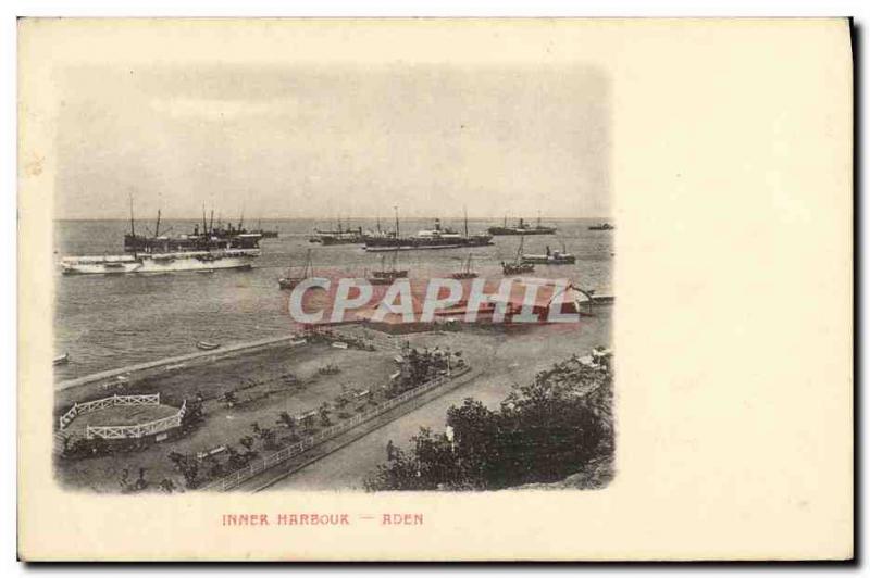 Old Postcard Inner Harbor Yacht Aden