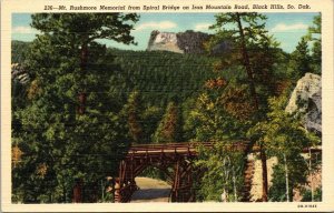 Mt Rushmore from Spiral Bridge Iron Mountain Black Hills South Dakota Postcard