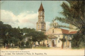 St. Augustine FL Cathedral & Plaza Rotograph G15049 c1905 Postcard