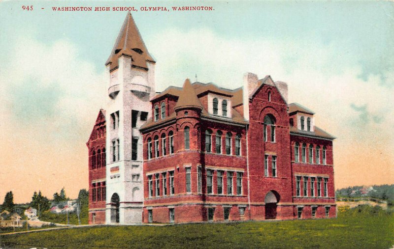 Washington High School, Olympia, Washington, Early Postcard, Unused