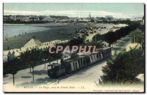 Royan Old Postcard Beach seizure of Family Hotel (tram train)