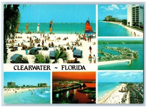 Clearwater Florida Postcard Aerial View Sparkling Multiview 1960 Vintage Antique