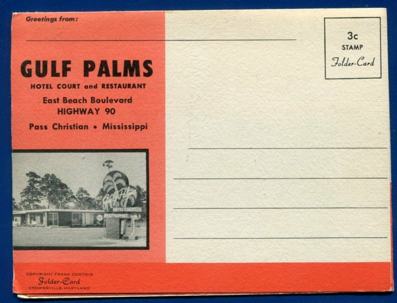 Gulf Palms Hotel Court cafe US Hwy 90 Pass Christian Mississippi ms brochure