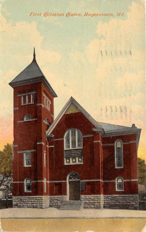 Hagerstown Maryland c1910 Postcard First Christian Church