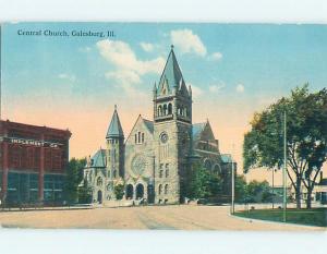 Divided-Back CHURCH SCENE Galesburg Illinois IL L6179