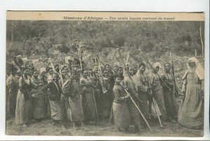 438982 FRENCH Africa catholic mission women workers with shovels and nuns