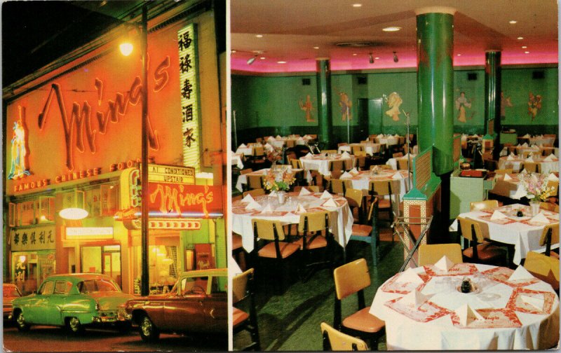 Ming's Restaurant Chinatown Vancouver BC Famous Chinese Food 1970s Postcard F70