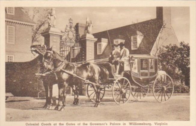 Virginia Williamsburg Colonial Coach At The Gates Of The Governor's Palace Al...