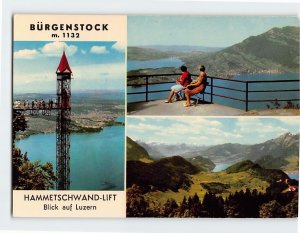 Postcard Bürgenstock, Hammetschwand-Life, Blick auf Lucerne, Switzerland