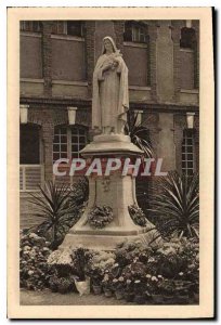 Old Postcard The Statue of St. Therese of the Child Jesus in the entry courtyard