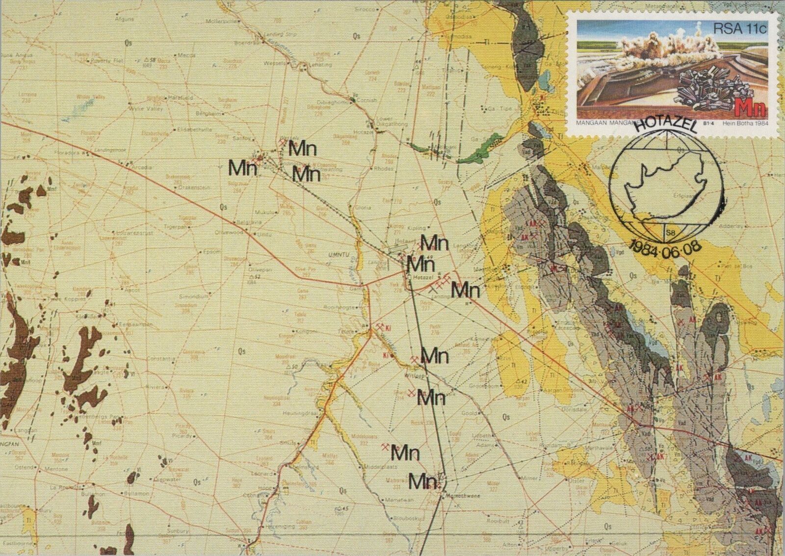 South Africa Map Postcard RSA Stamp Hotazel 1984 RR15798 Africa south-africa-map-postcard-rsa-stamp-hotazel-1984-rr15798-africa