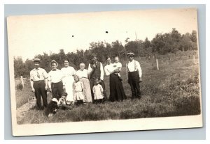 Vintage 1910's RPPC Postcard - Extended Family Group Photo on the Farm with Dog