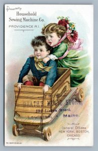 VICTORIAN TRADE CARD HOUSEHOLD SEWING MACHINE CO. PROVIDENCE RI antique