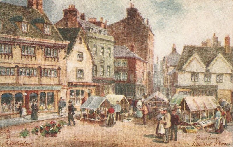 H.B.Wimbush. tha Market Place. Banbury Tuck Oilette Postcard # 7632