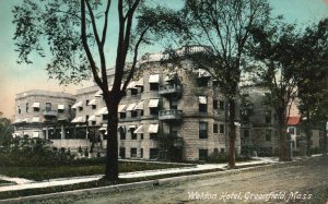 Vintage Postcard 1912 Weldon Hotel Building Historic Landmark Greenfield Mass.