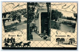 Oconomowoc Wisconsin Postcard Draper Hall Multiview Garden 1948 Vintage Antique