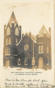 Livermore Falls ME New Methodist Episcopal Church Real Photo Postcard