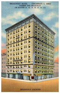 Broadway Hotel Cincinnati Ohio Postcard