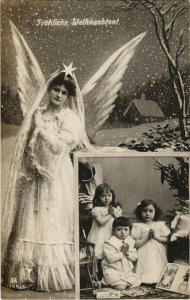 CPA AK Angel with Praying Children - Christmas ANGELS (777338)