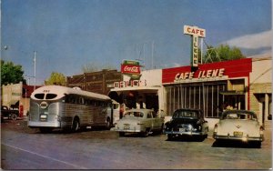 PC Cafe Ilene on U.S. 91 in Fillmore, Utah Drug Store Bus Automobiles Coca-Cola