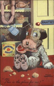 Edgar Norfield Dog Comic Getting Into Food Pantry TUCK A DOG'S LIFE Postcard