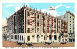 Seattle, WA Washington HOTEL PENBROOK & APARTMENTS Street View ca1920's Postcard