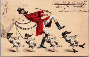Comical Men With Dogs Vintage Postcard C174