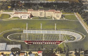 J58/ Rock Island Illinois Postcard Linen High School Football Stadium  100