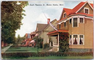 1910's South Pipestone Street Benton Harbor Michigan MI Grounds Posted Postcard