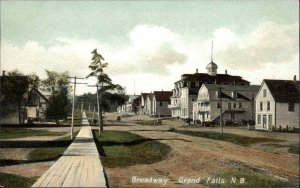 Grand Falls New Brunswick NB Broadway Street View c1910 Vintage Postcard