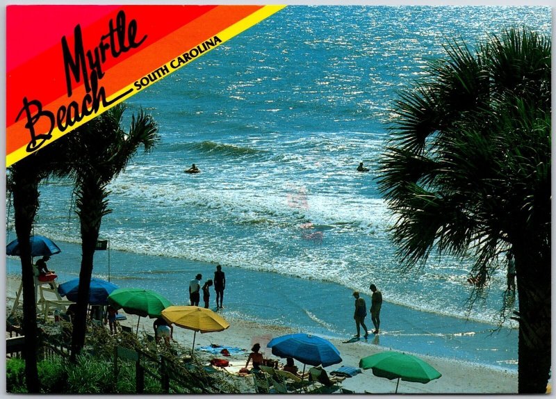 1989 Greetings From Myrtle Beach South Carolina Palmetto Palms Posted Postcard