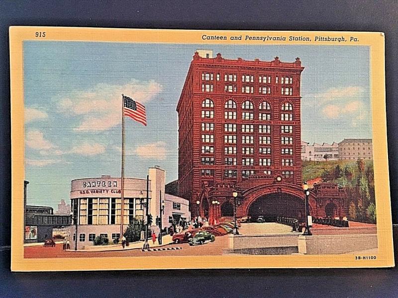 Postcard  Canteen and Pennsylvania Station in Pittsburgh, PA.   W5