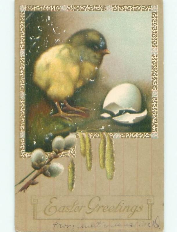 Divided-Back EASTER CHICK SCENE Cute Postcard AA1030