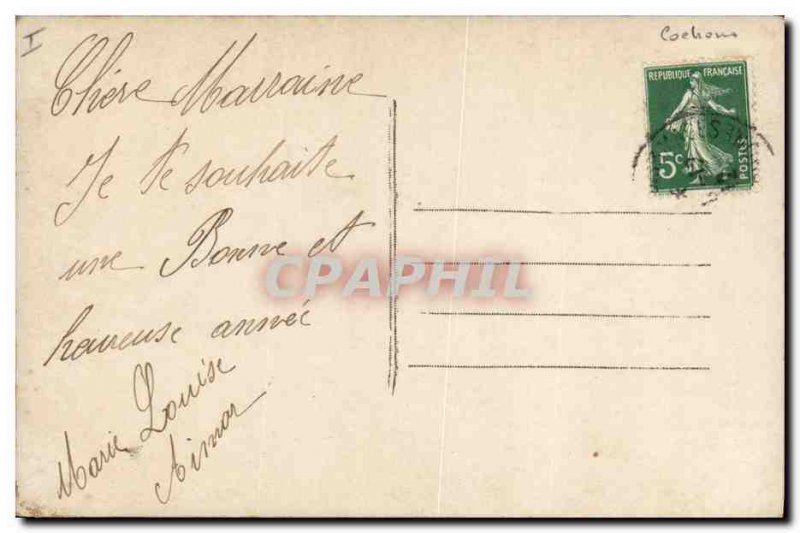 Old Postcard Cochon Pig Child