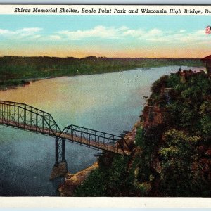 c1940s Dubuque, IA Shiras Memorial Shelter Gazebo Wis Bridge Eagle Point PC A252