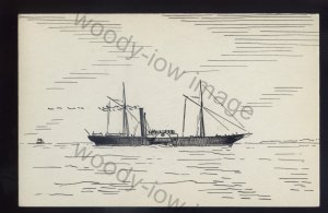 pen028 - Original Pen & Ink Postcard - UK Paddle Steamer - Atalanta , built 1836