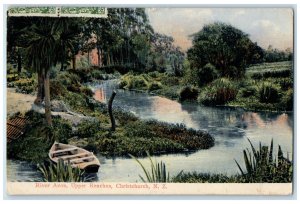 1907 River Avon Upper Reaches Christchurch New Zealand Antique Postcard