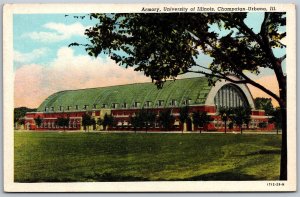 Vtg Champaign-Urbana IL Armory University of Illinois 1930s Linen View Postcard