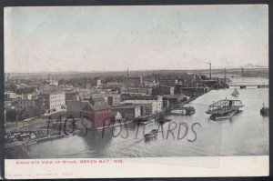 America Postcard - Birds-Eye View of River, Green Bay, Wisconsin   RS13754 