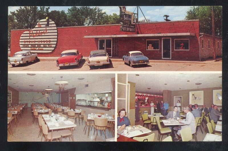 SOUTH SIOUX CITY NEBRASKA THE PADDOCK STEAK HOUSE ADVERTISING POSTCARD CARS