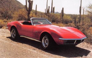 1971 Red Corvette Convertible Sports Car Show Ad Desert Vintage Postcard