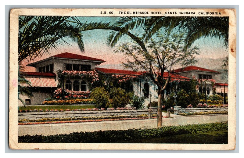 The El Mirasol Hotel Santa Barbara California Vintage Standard View Postcard 