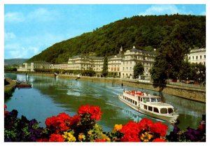 Bad Ems an der Lahn Boat Traveling Down the Lahn River Germany Postcard