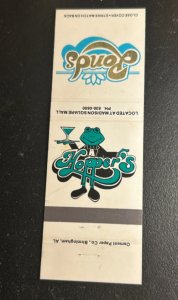 Matchbook Cover Ponds, Hopper's, Madison Square Mall Huntsville, Alabama MB116