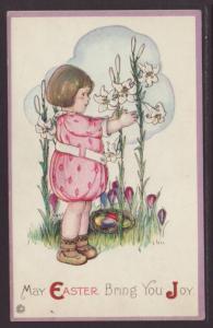 May Easter Bring You Joy,Girl,Lilies,Eggs Postcard 
