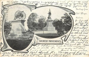 Private Mailing Card; Greetings from Fort Wayne IN Soldiers' Monuments, Posted