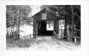 G44/ Greenfield Massachusetts RPPC Postcard c1950s Covered Bridge